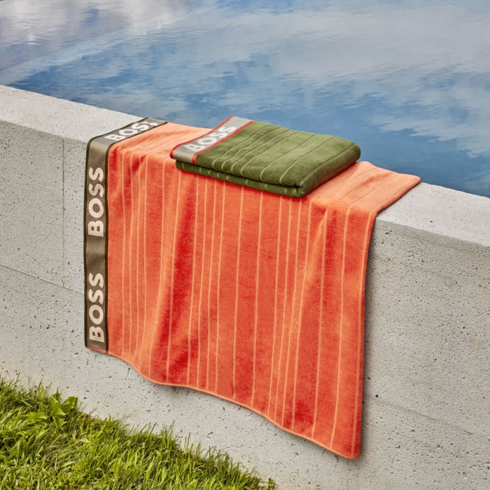 BOSS Home Striped Logo Serviette de plage