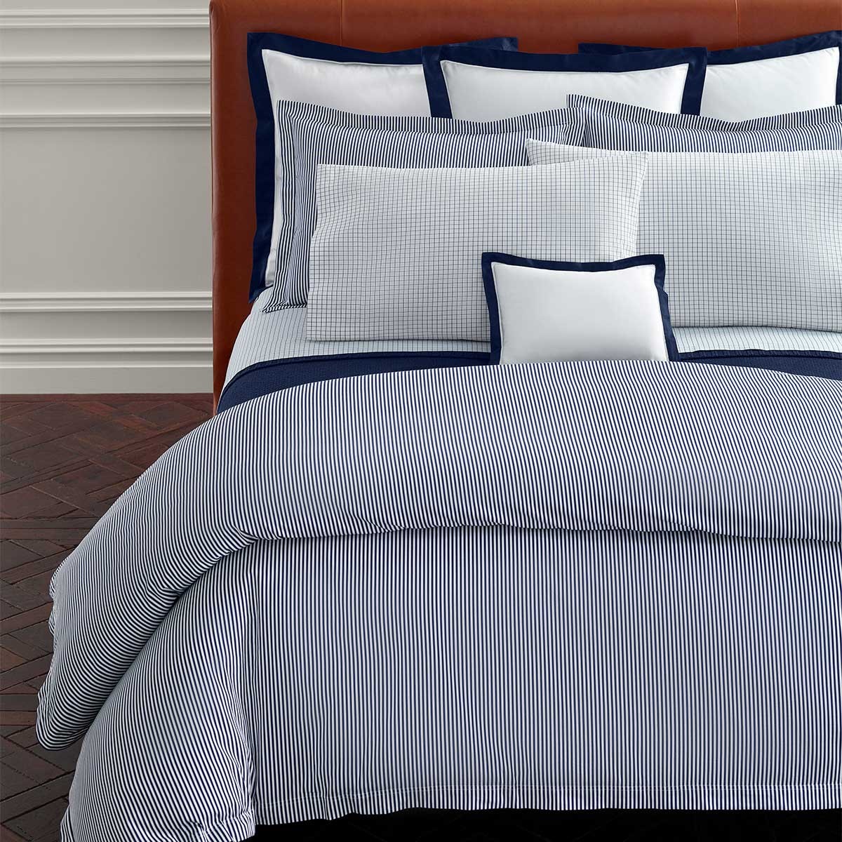 Bed Linen Shirting Stripe Navy White