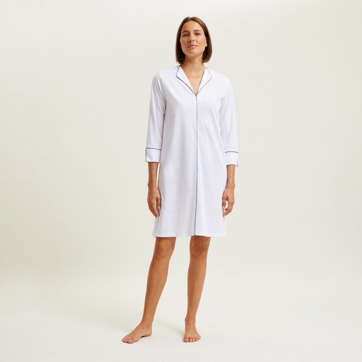 Long Sleeved Short Nightdress Anafi Blanc